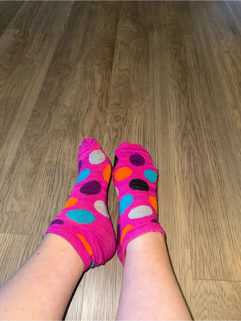 USED worn women’s No-Show Polka Dot Socks for Women in Bright Pink